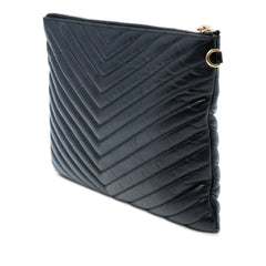 Quilted Chevron Leather Monogram Document Holder