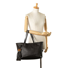 Leather Bamboo Tassel Tote_9