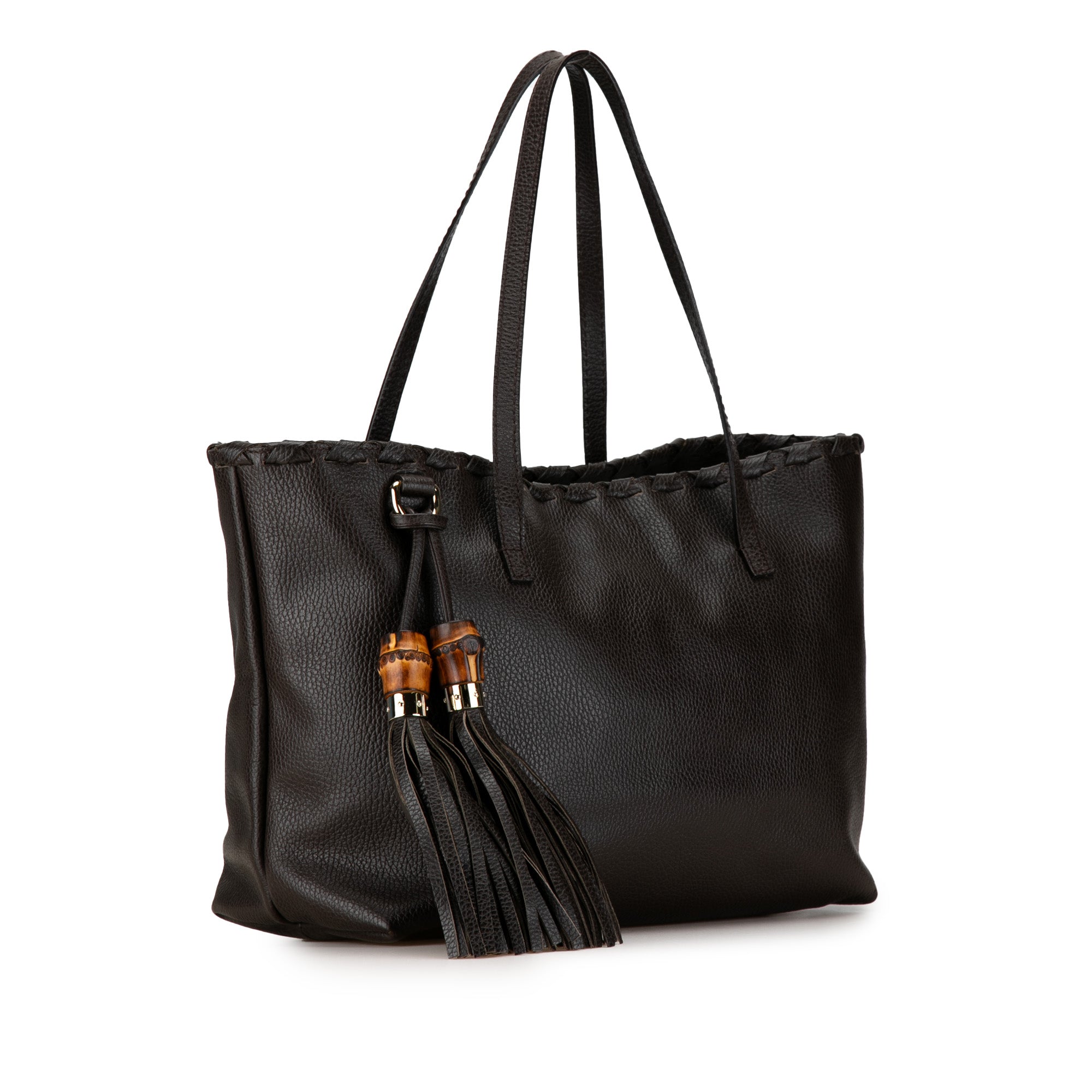 Leather Bamboo Tassel Tote_1