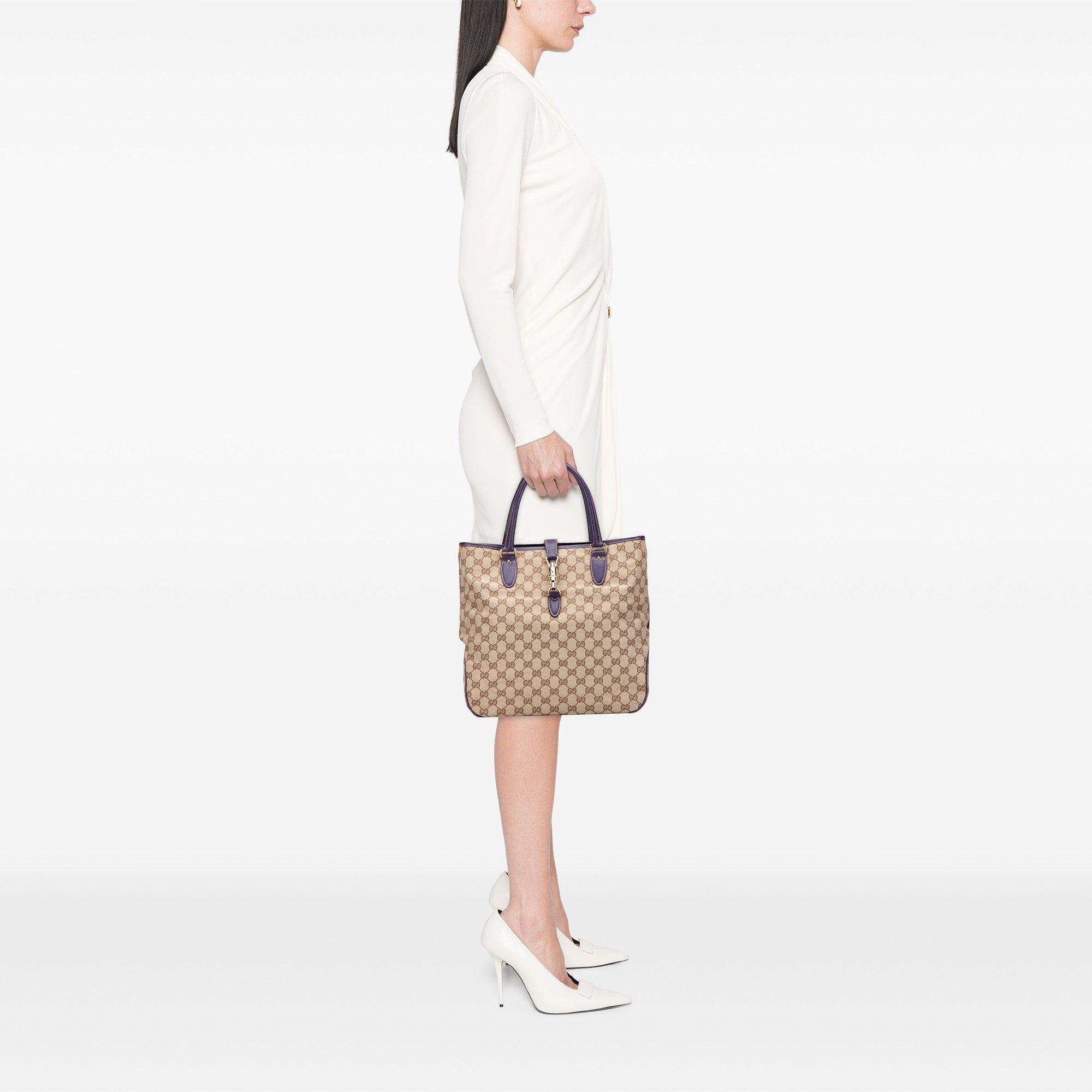 GG Canvas Jackie Piston Lock Tote