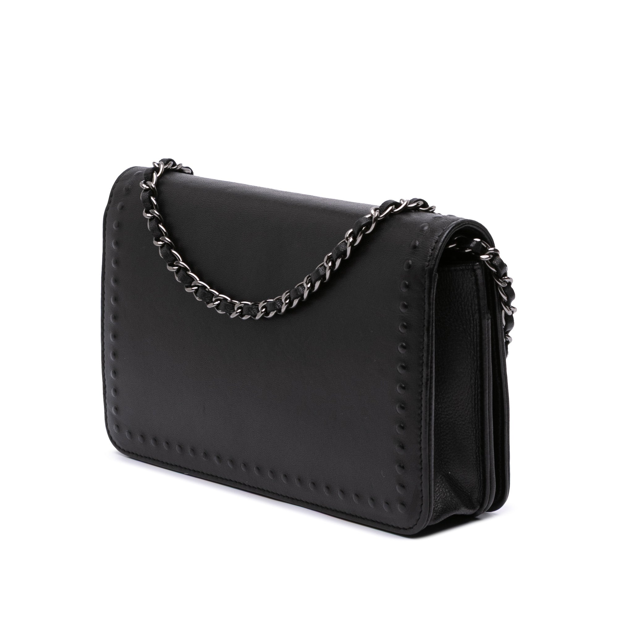 CC Embossed Lambskin Wallet On Chain
