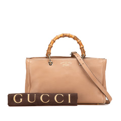Medium Calfskin Bamboo Shopper Satchel