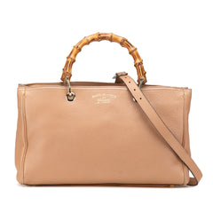Medium Calfskin Bamboo Shopper Satchel