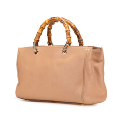 Medium Calfskin Bamboo Shopper Satchel