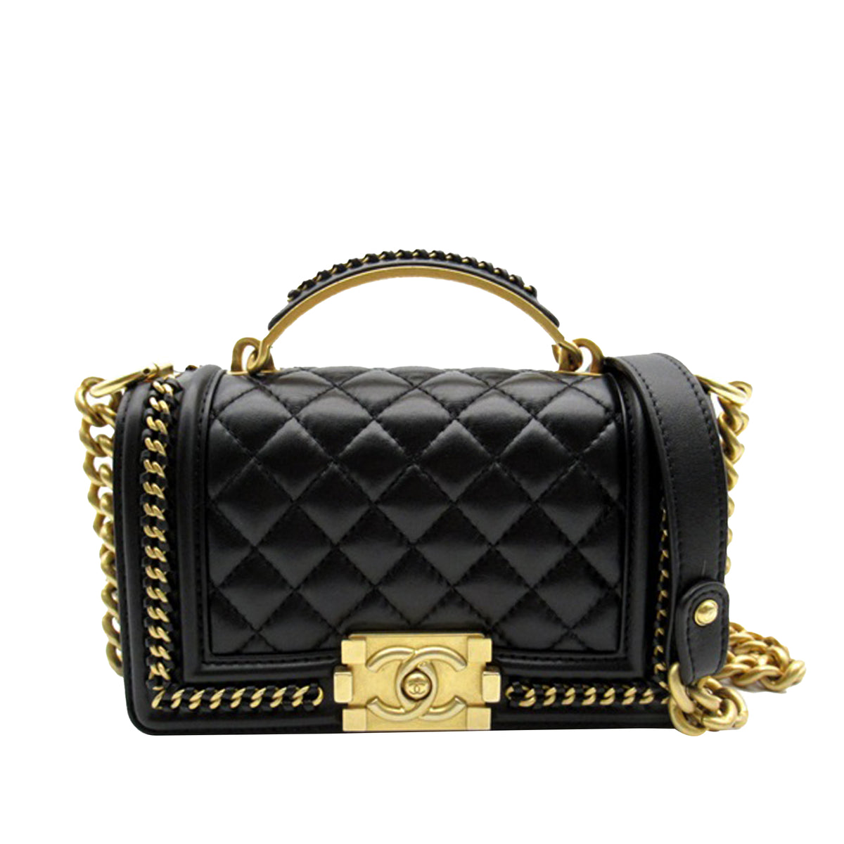 Small Lambskin Boy Top Handle