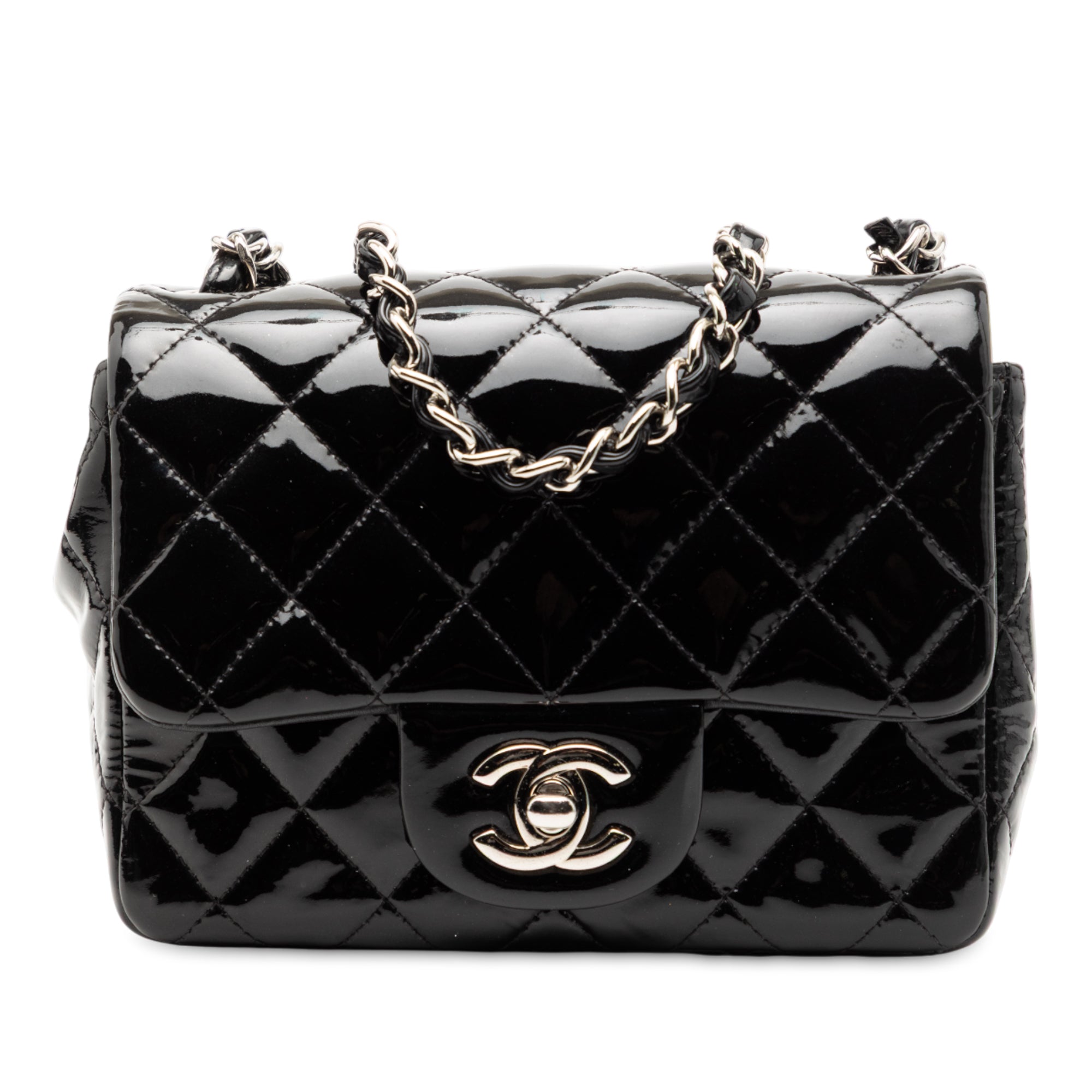 Mini Square Classic Patent Single Flap