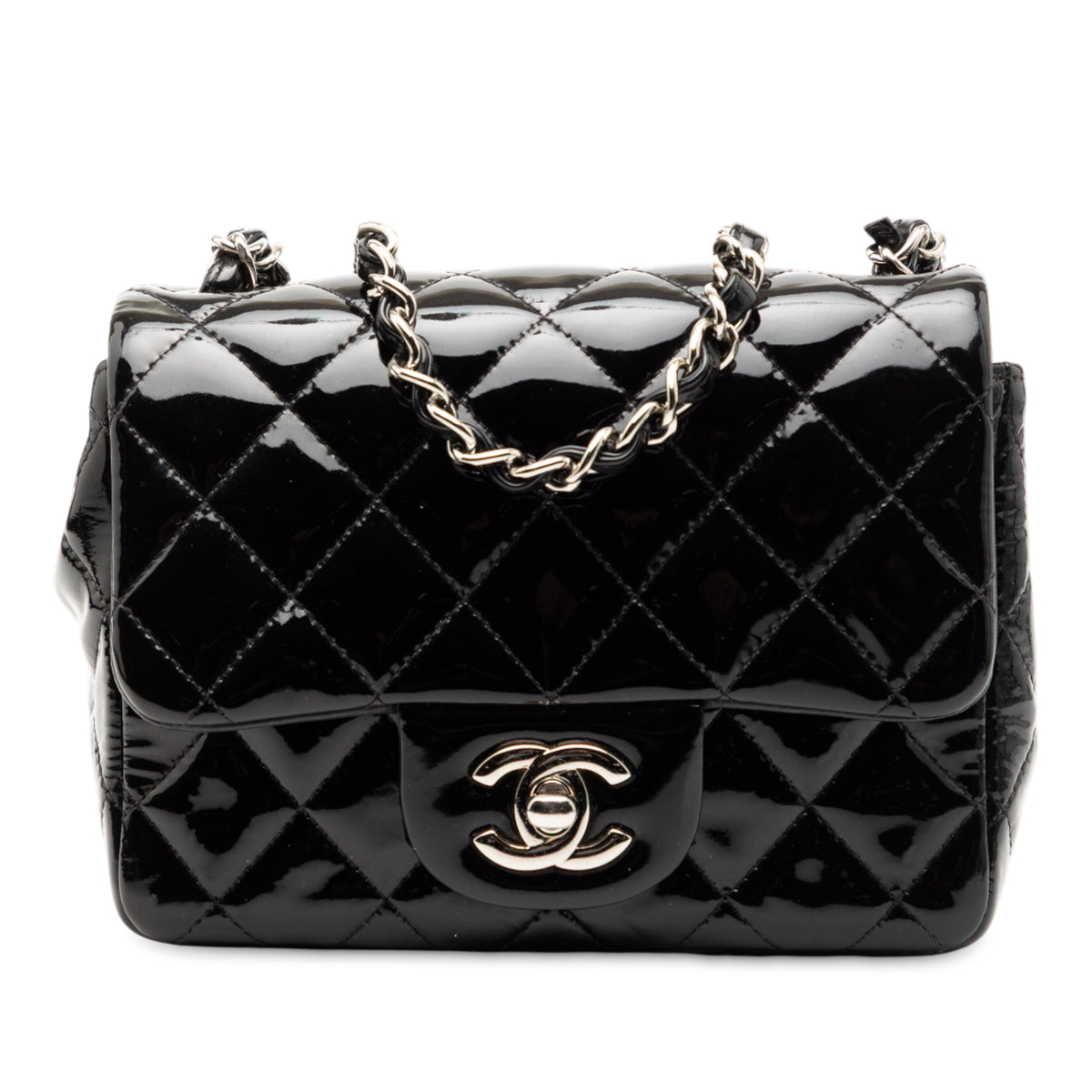 Mini Square Classic Patent Single Flap