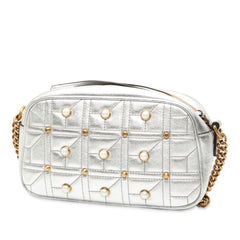 Small GG Marmont Pearl Studded Matelasse Leather Aria Crossbody