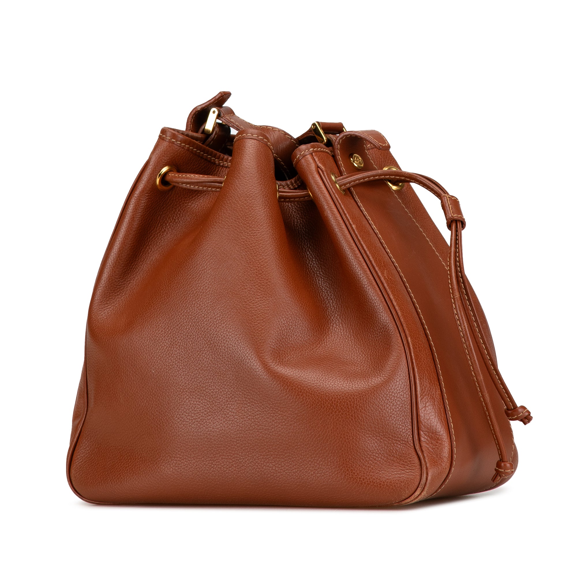 Leather Web Bucket Bag