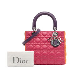 Medium Tricolor Lambskin Cannage Lady Dior
