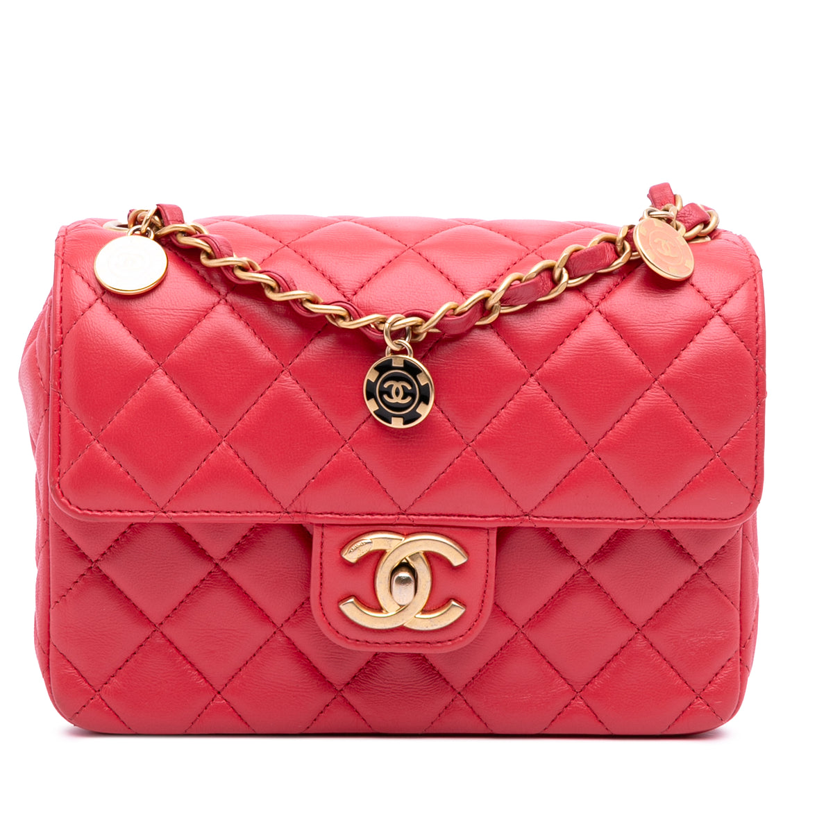 Mini Square Classic Lambskin Casino Royale Charms Single Flap