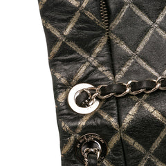 Quilted Metallic Distressed Lambskin CC Crystal Flap
