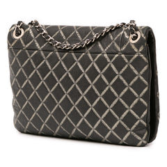 Quilted Metallic Distressed Lambskin CC Crystal Flap