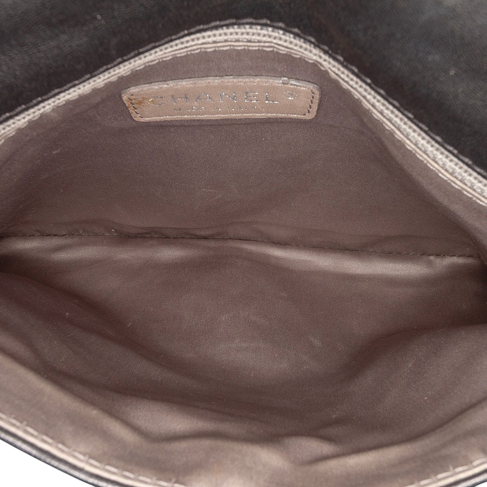 Quilted Metallic Distressed Lambskin CC Crystal Flap