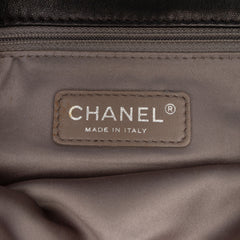 Quilted Metallic Distressed Lambskin CC Crystal Flap