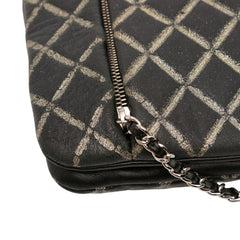 Quilted Metallic Distressed Lambskin CC Crystal Flap