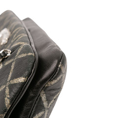 Quilted Metallic Distressed Lambskin CC Crystal Flap