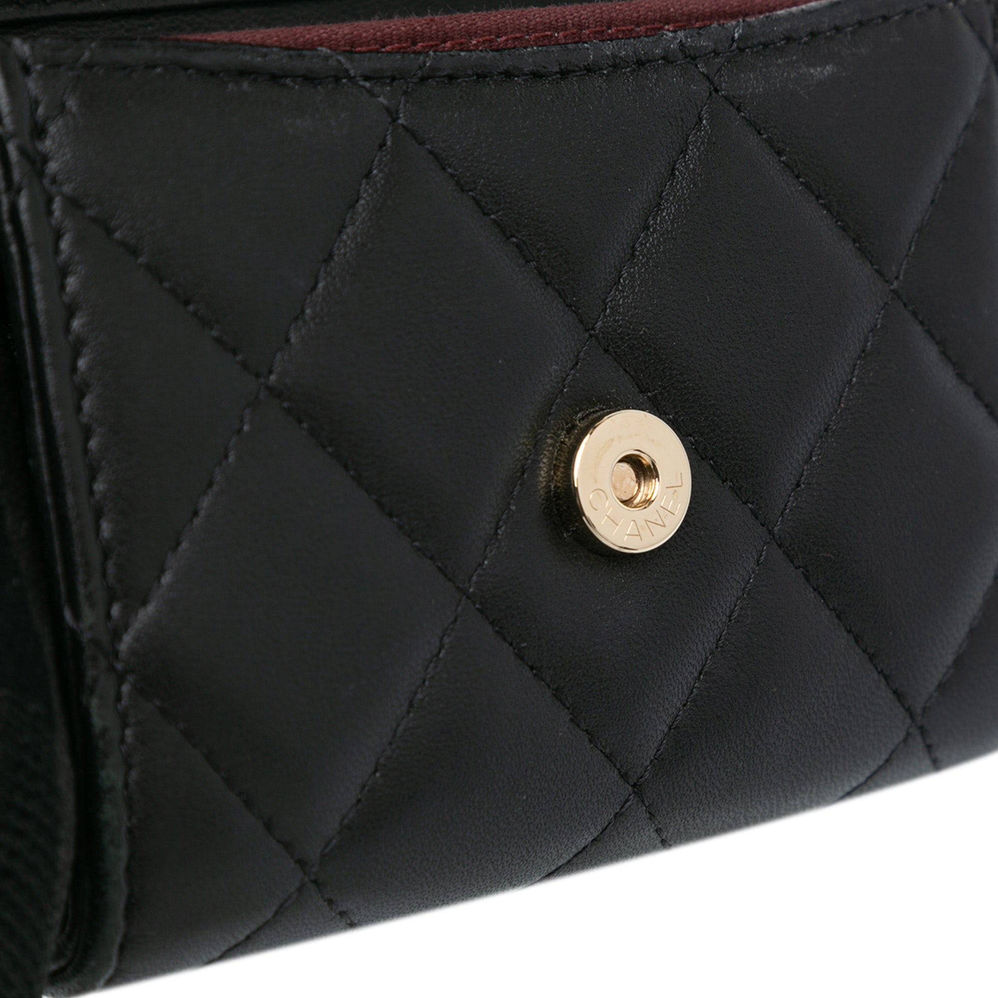 CC Quilted Lambskin Flap Card Holder On Chain