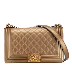 Old Medium Quilted Metallic Lambskin Boy Flap