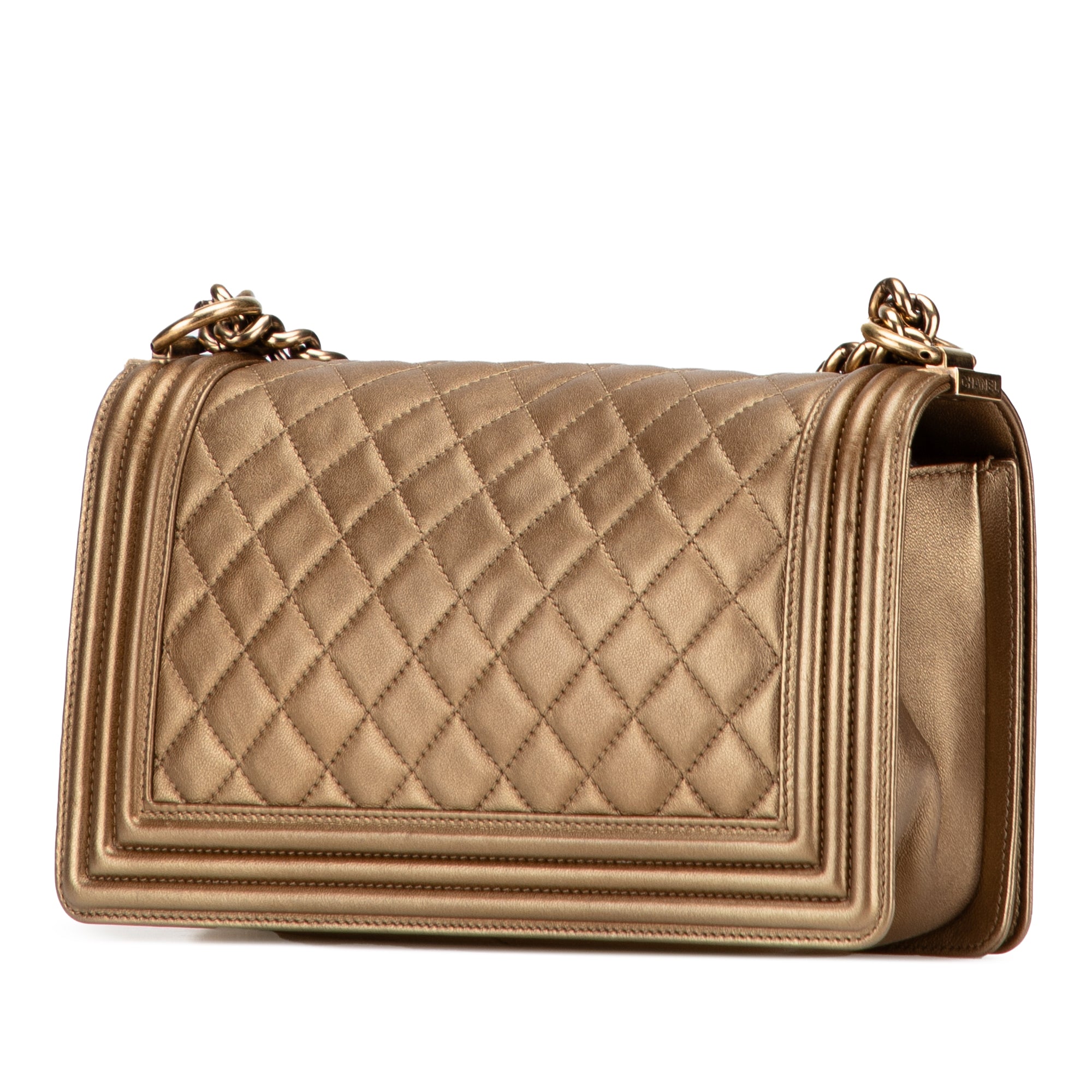 Old Medium Quilted Metallic Lambskin Boy Flap