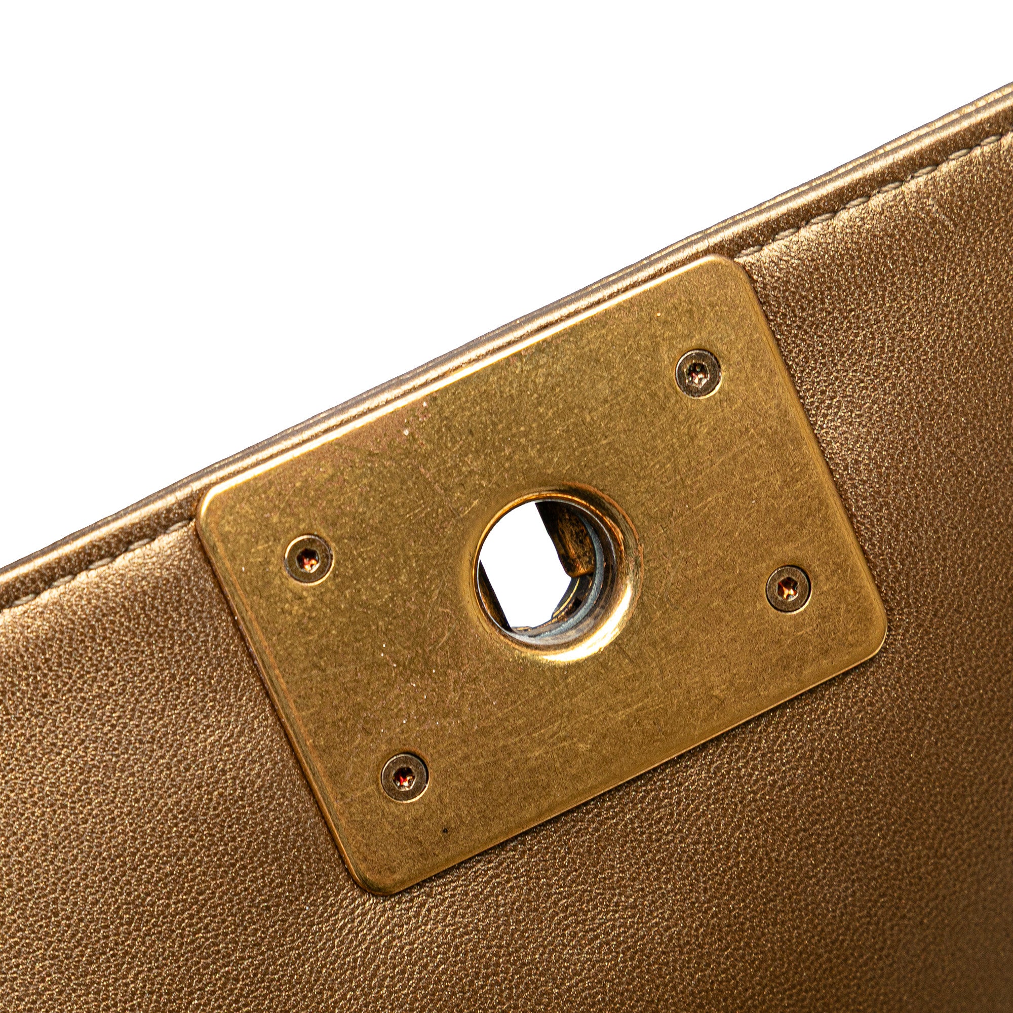 Old Medium Quilted Metallic Lambskin Boy Flap