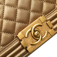 Old Medium Quilted Metallic Lambskin Boy Flap