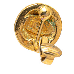 Gold Plated and Rhinestones Round Clip On Earrings