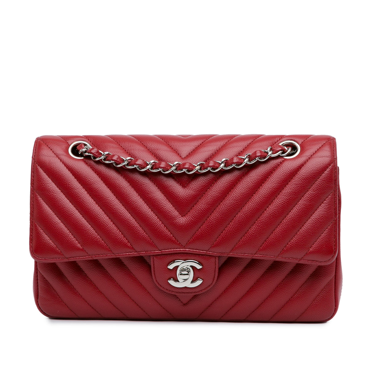 Medium Classic Chevron Caviar Double Flap