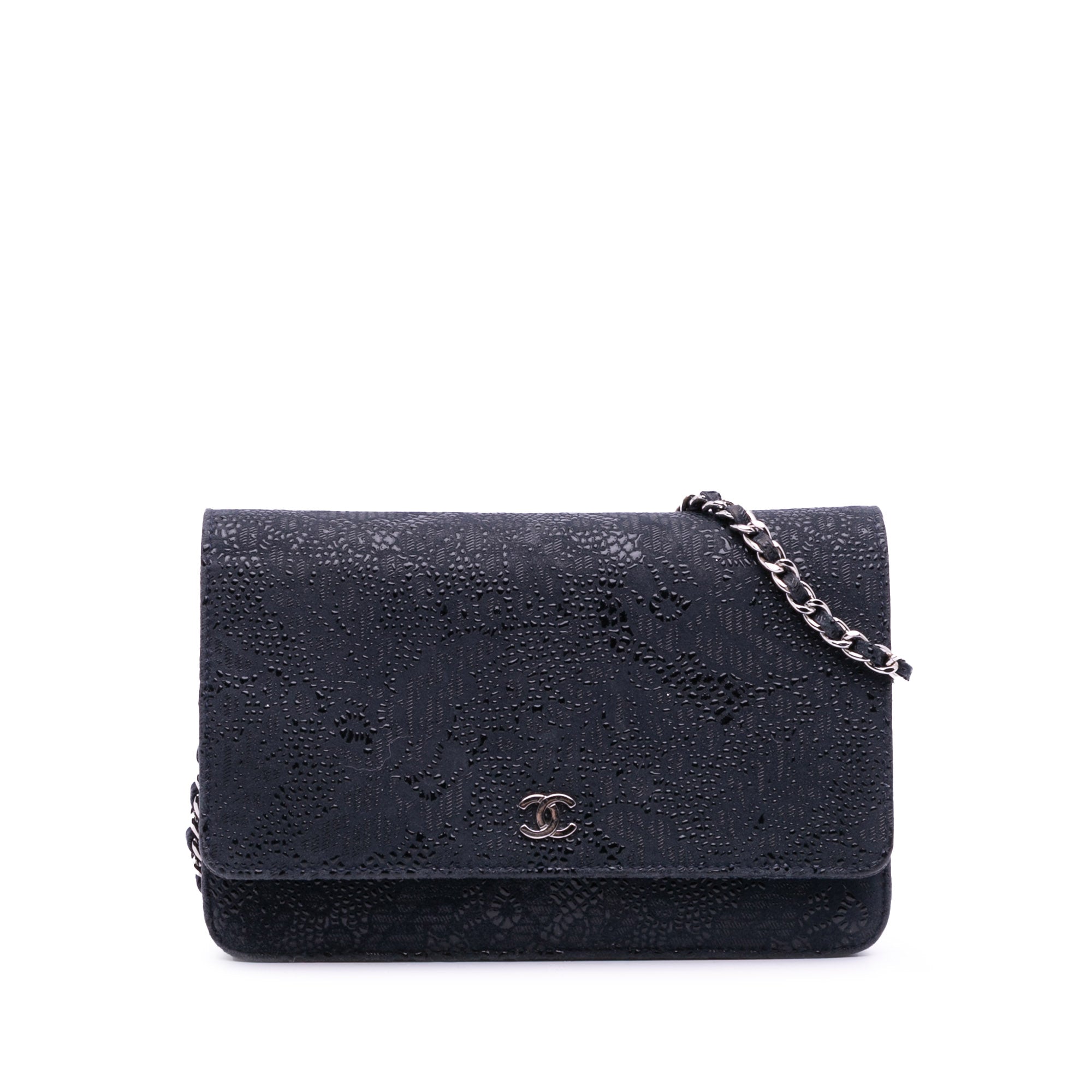 Lace Overlay Goatskin Wallet On Chain
