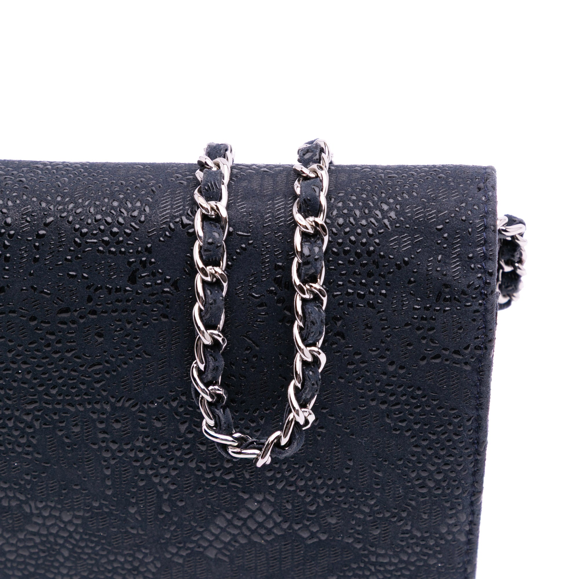 Lace Overlay Goatskin Wallet On Chain