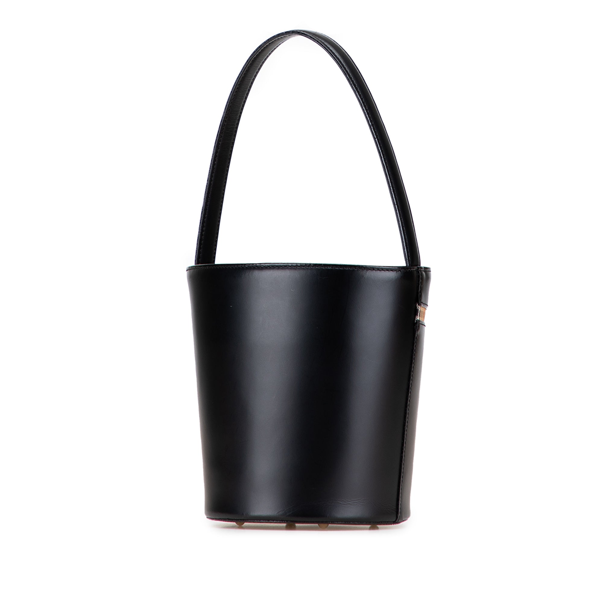 Haymarket Check Trimmed Leather Bucket Bag