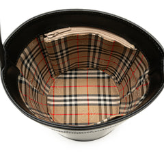 Haymarket Check Trimmed Leather Bucket Bag