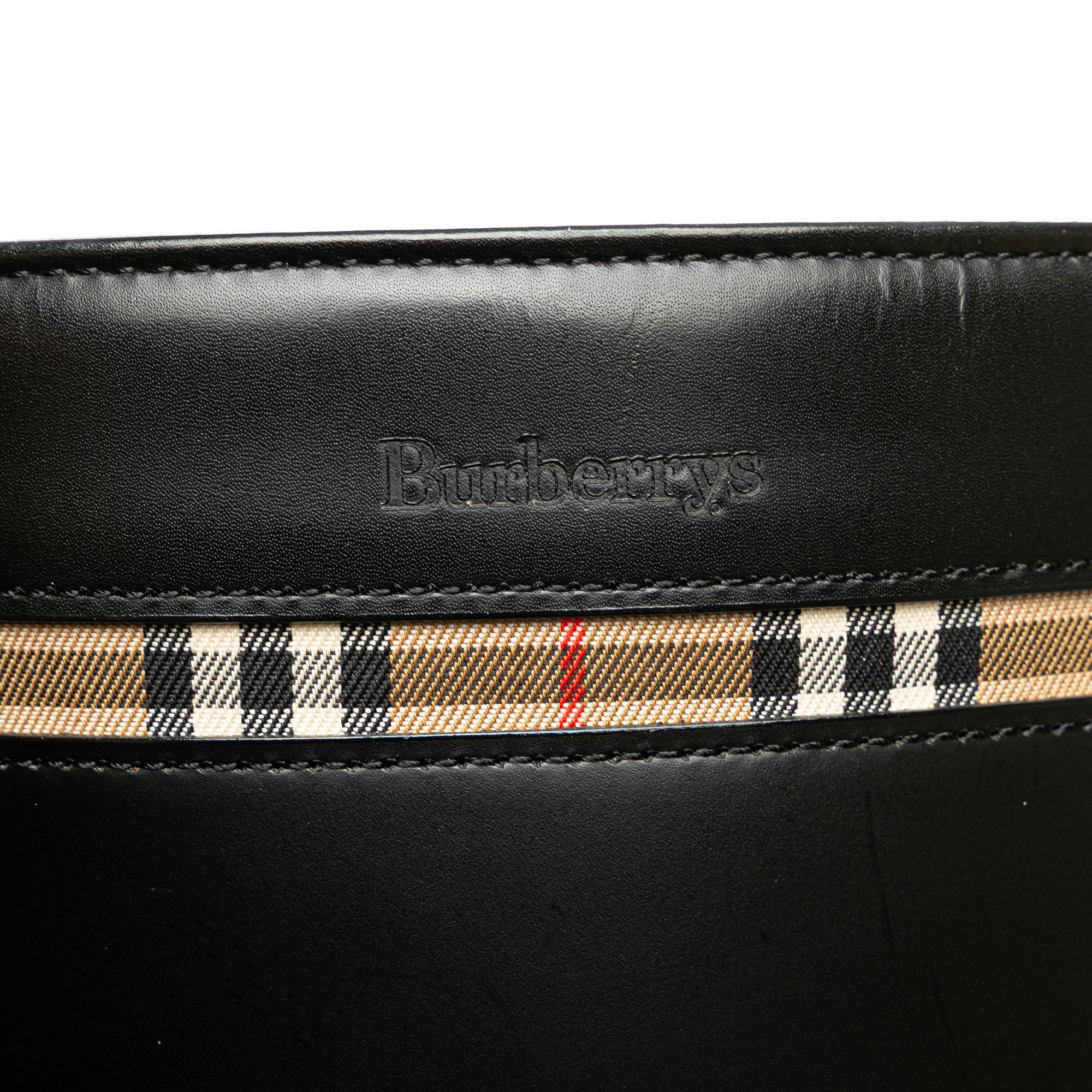 Haymarket Check Trimmed Leather Bucket Bag