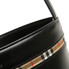 Haymarket Check Trimmed Leather Bucket Bag