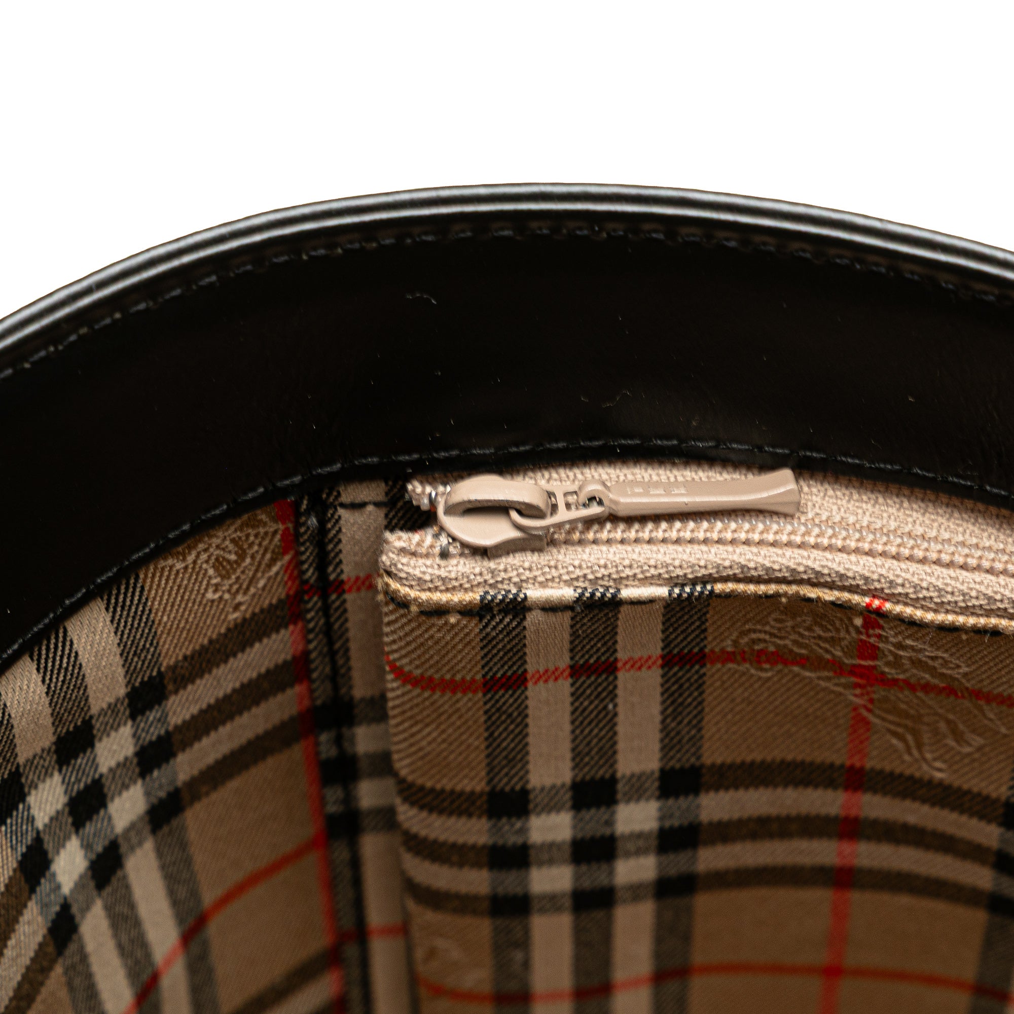 Haymarket Check Trimmed Leather Bucket Bag