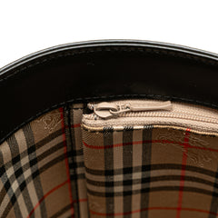 Haymarket Check Trimmed Leather Bucket Bag
