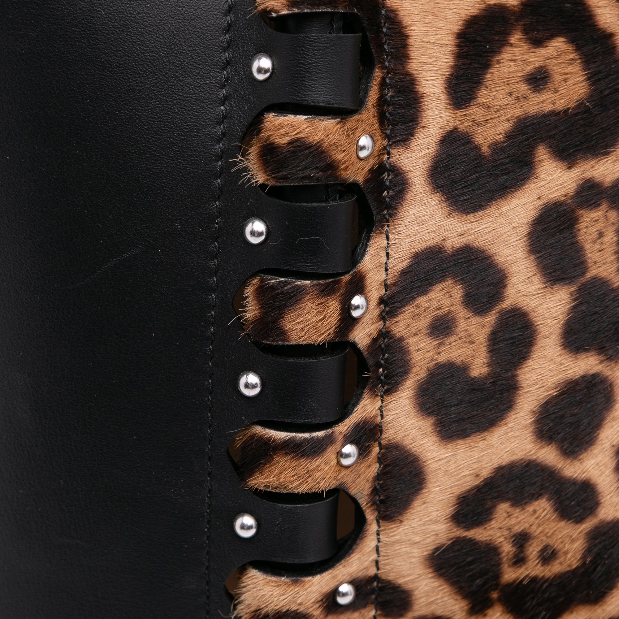 Pony Hair and Leather Leopard Printed Le Hinge Tote