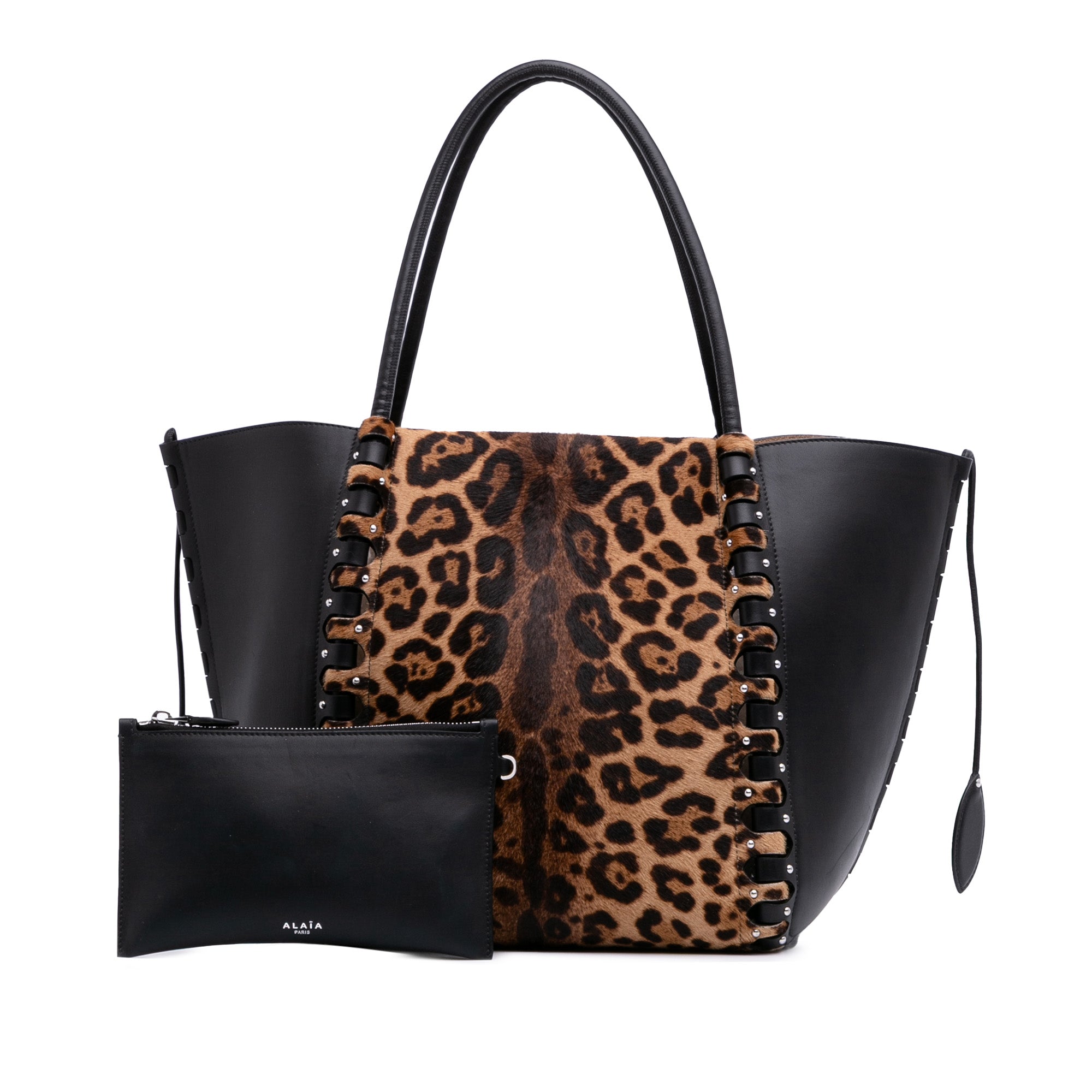 Pony Hair and Leather Leopard Printed Le Hinge Tote