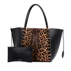 Pony Hair and Leather Leopard Printed Le Hinge Tote