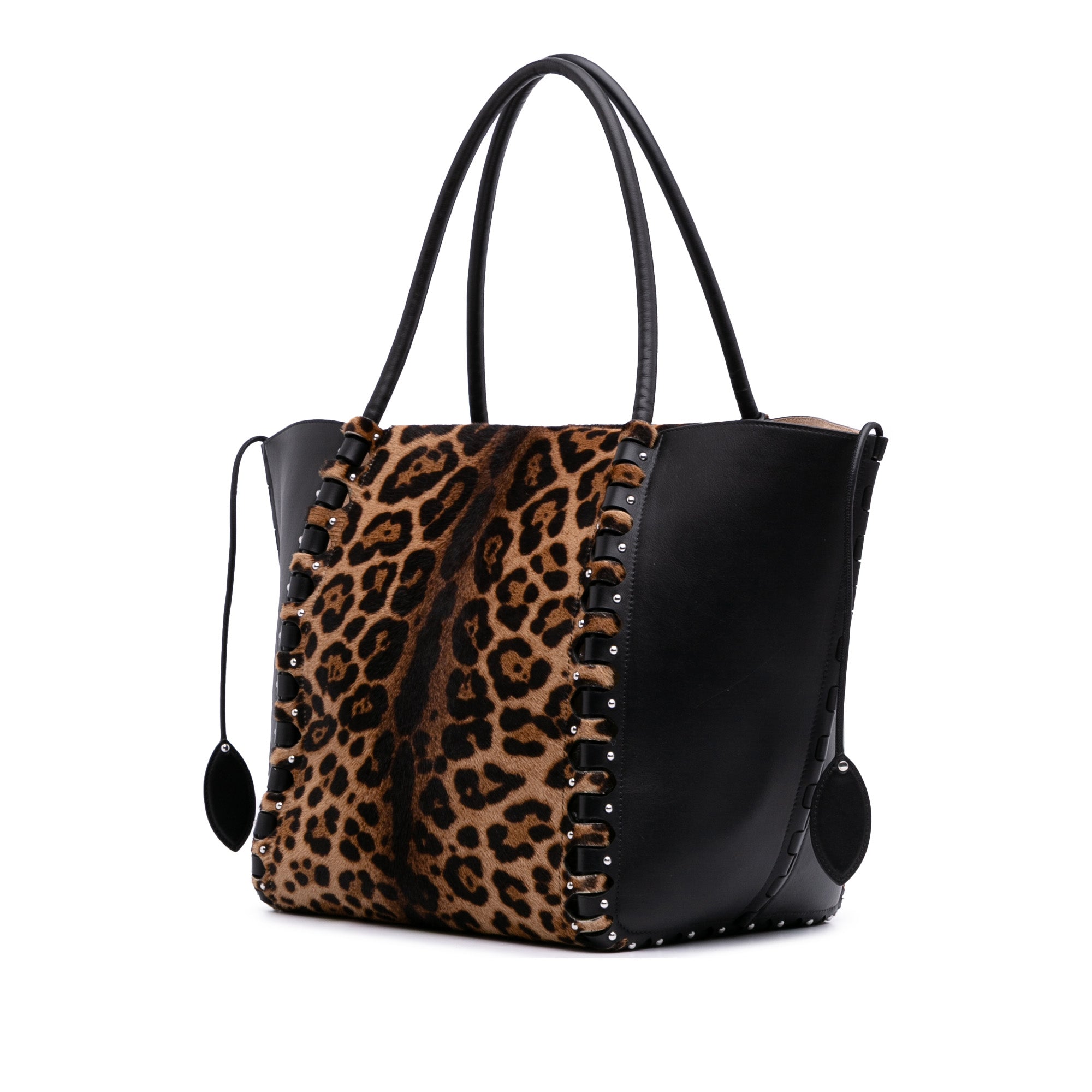 Pony Hair and Leather Leopard Printed Le Hinge Tote