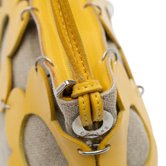 Canvas and Leather Cutout Flower Crossbody