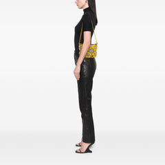 Canvas and Leather Cutout Flower Crossbody