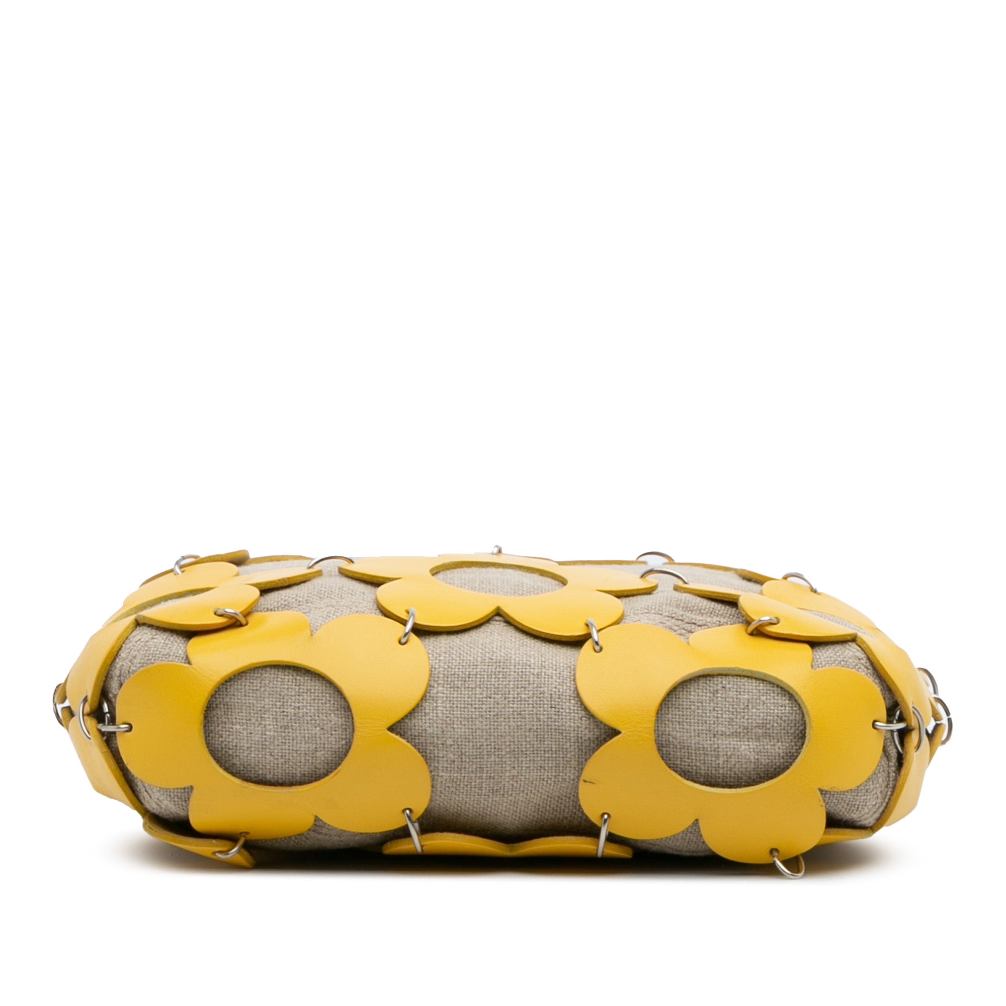 Canvas and Leather Cutout Flower Crossbody