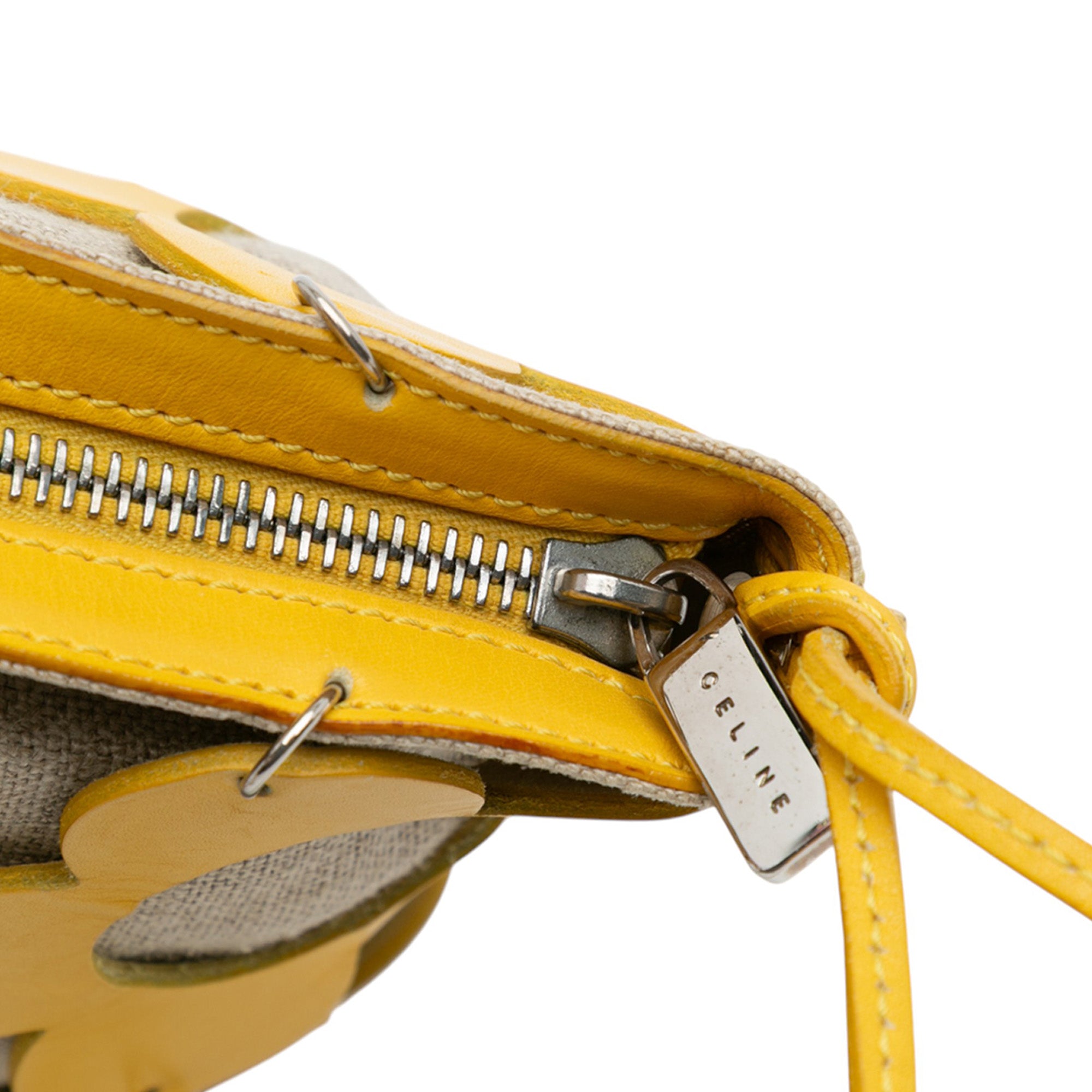 Canvas and Leather Cutout Flower Crossbody