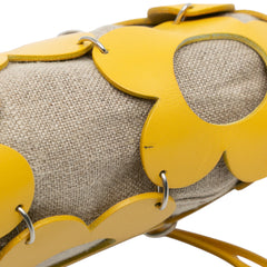 Canvas and Leather Cutout Flower Crossbody