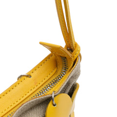 Canvas and Leather Cutout Flower Crossbody