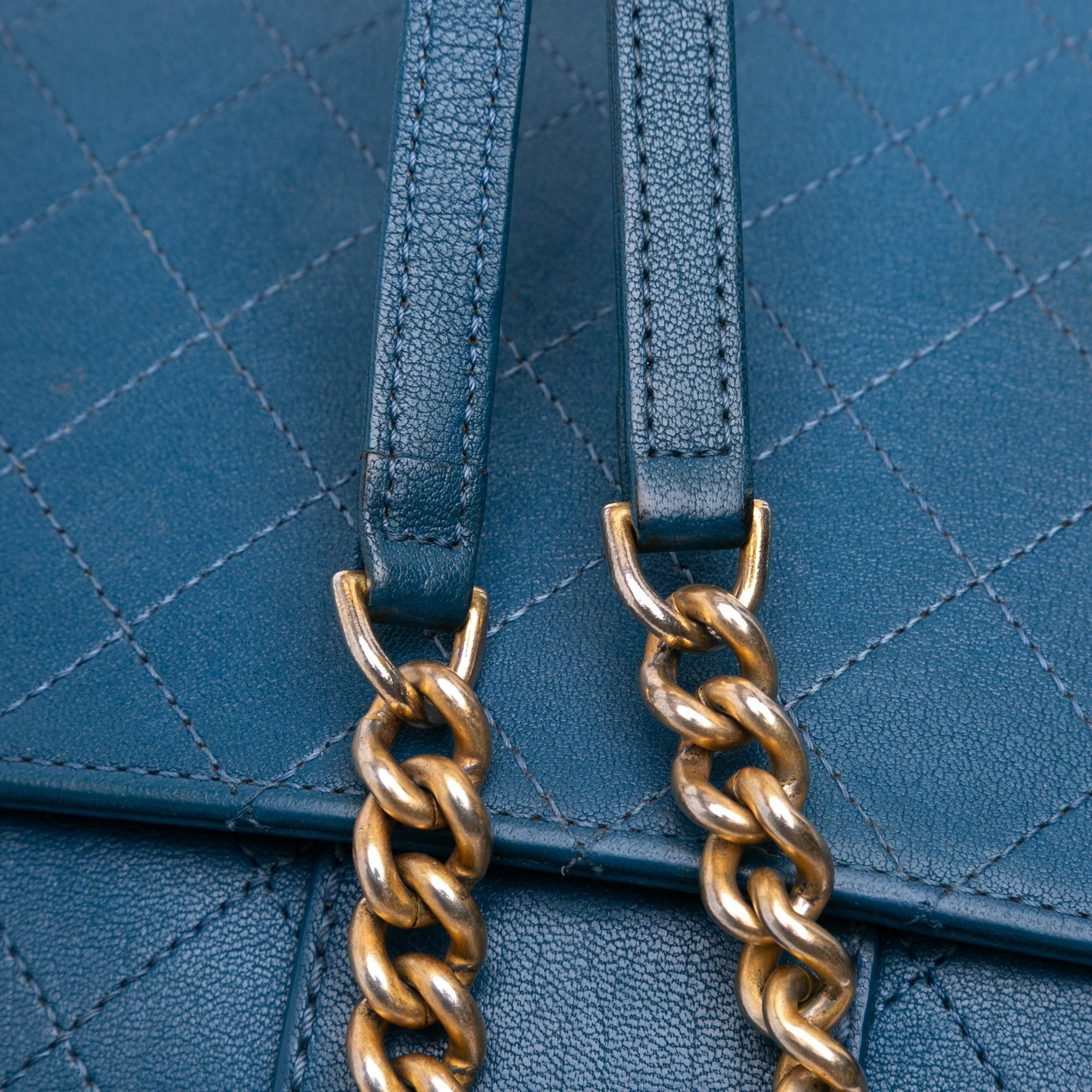 Large Quilted Sheepskin Front Chain Flap