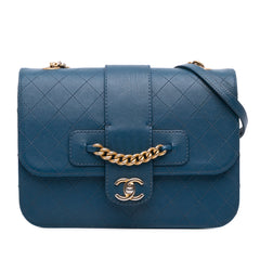Large Quilted Sheepskin Front Chain Flap