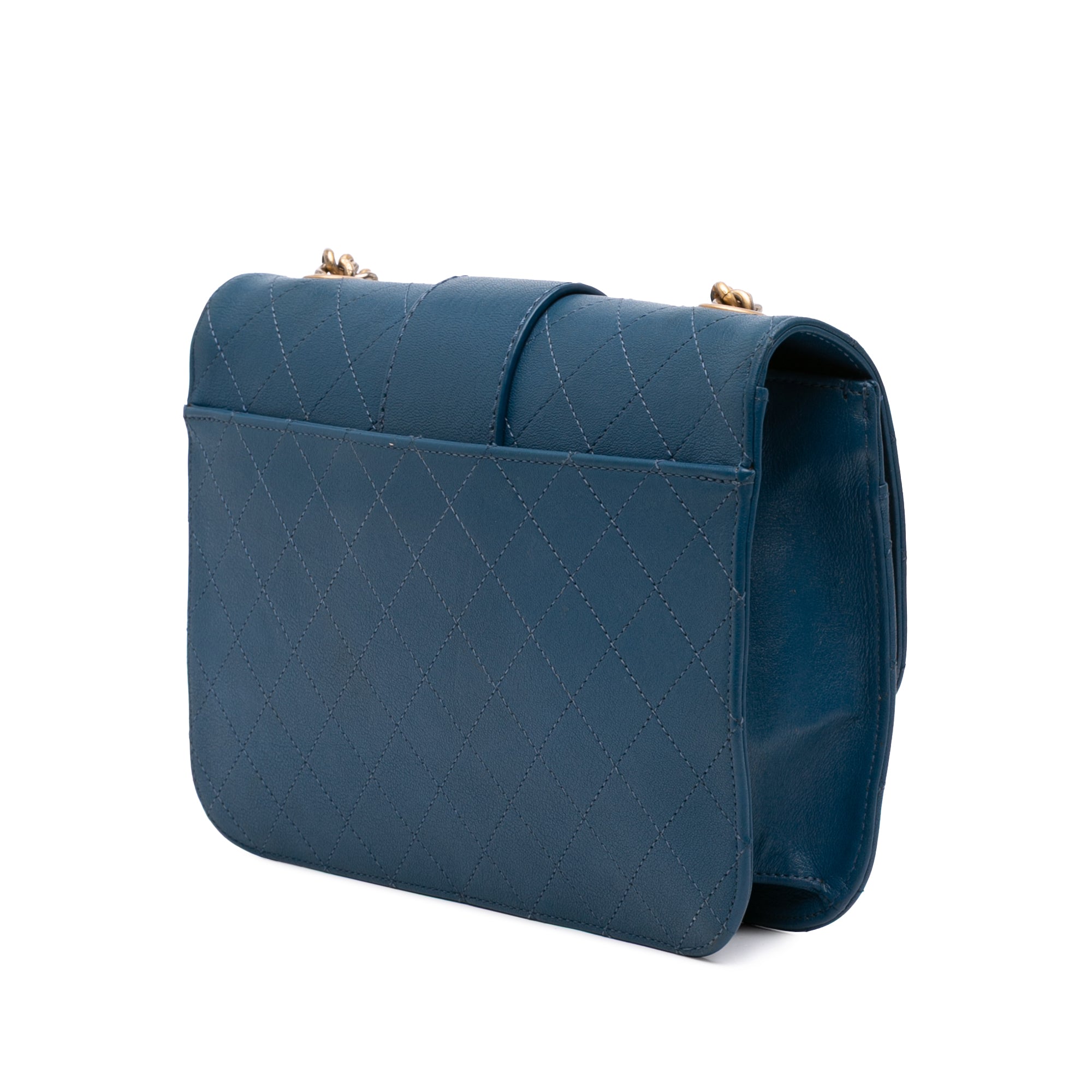 Large Quilted Sheepskin Front Chain Flap