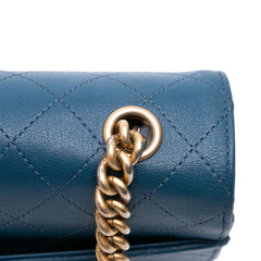 Large Quilted Sheepskin Front Chain Flap